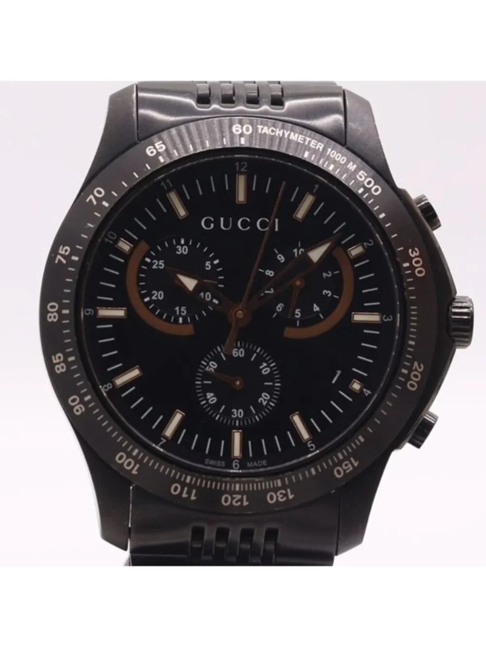 Gucci With and Ji Timeless 126.2 Quartz Date Chronograph Black Dial Watch